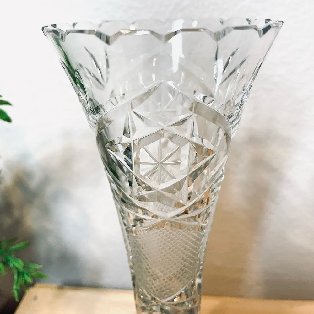 Bohemian Crystal Bud Vase | Intricately Hand Carved | Lightweight and Delicate.